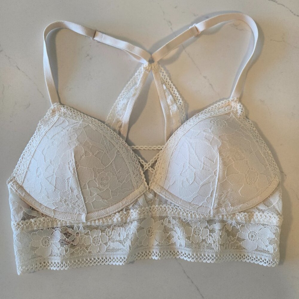 VICTORIA'S SECRET Lace Padded TRIO SET of White, Black, Green Bralettes SIZE S